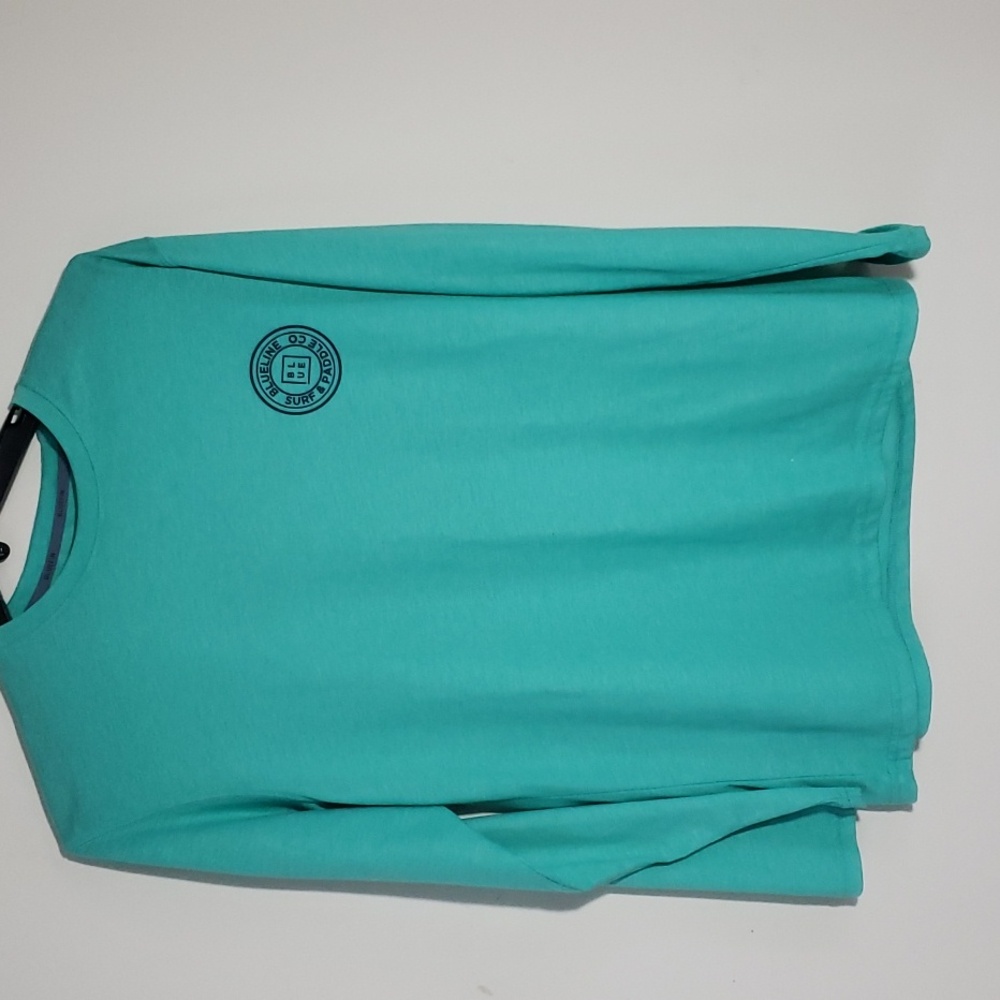 BLUEFIN Men's "BLUELINE SURF & PADDLE CO" Green Long Sleeve T Shirt, Size L